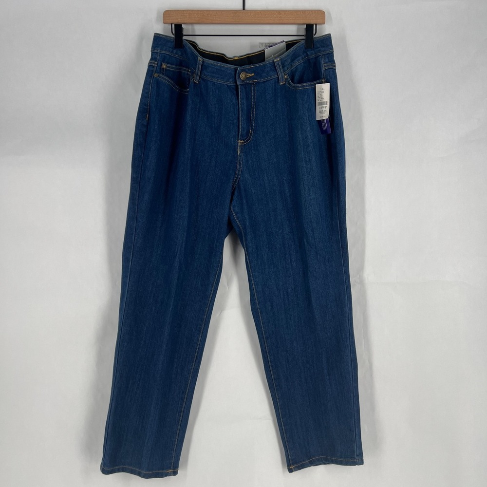 Catherines The Universal Jeans Womens 16WP Blue Denim Soft Stretch Straight Leg